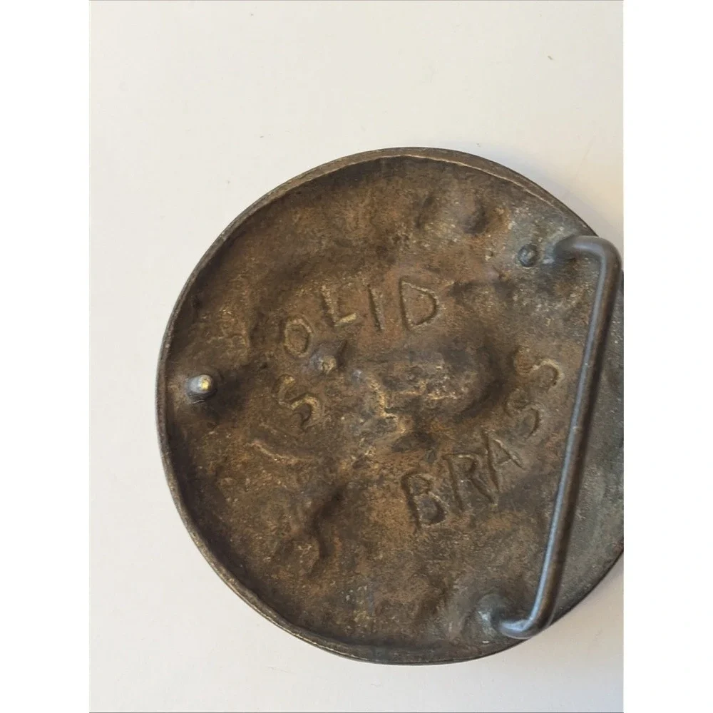 VINTAGE SOLID Brass Dragon Belt Buckle Approx 3 Inches‎ Round